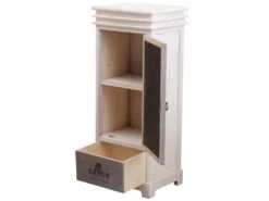 Armoire Vaisselier 1 Tiroirs 1 Porte Bois Blanc Gris 88x32x26 -Fren Soldes Boutique meuble de cuisine 18431323