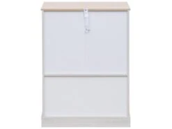 Armoire Vitrine Shabby 4 Tiroirs Et 2 Portes En Bois Blanc Beige Gris -Fren Soldes Boutique meuble de rangement 12522531