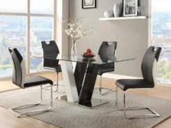 Ensemble Table + 4 Chaises - Coloris : Noir Et Blanc - WINCH