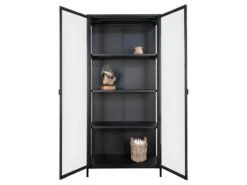 Brisbane - Vaisselier En Verre Et Métal H175cm - Couleur - Noir -Fren Soldes Boutique vitrine 13287581