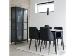 Brisbane - Vaisselier En Verre Et Métal H175cm - Couleur - Noir -Fren Soldes Boutique vitrine 13287585