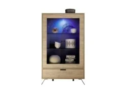 Vitrine 2 Portes 1 Tiroir Chêne Clair - PALERME 7 Vitrine 2 Portes 1 Tiroir Chêne Clair - PALERME -Fren Soldes Boutique vitrine 14341039