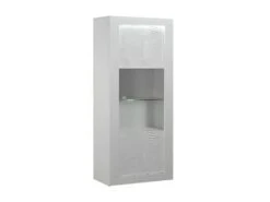 Vitrine 1 Porte Laqué Blanc à LEDs - MARKS