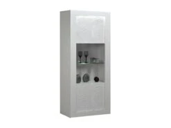 Vitrine 1 Porte Laqué Blanc à LEDs - MARKS -Fren Soldes Boutique vitrine 17626031