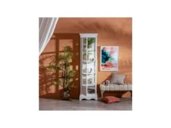 Vitrine 5 Niches Bois/Verre Blanc - CHANTALE -Fren Soldes Boutique vitrine 17626089