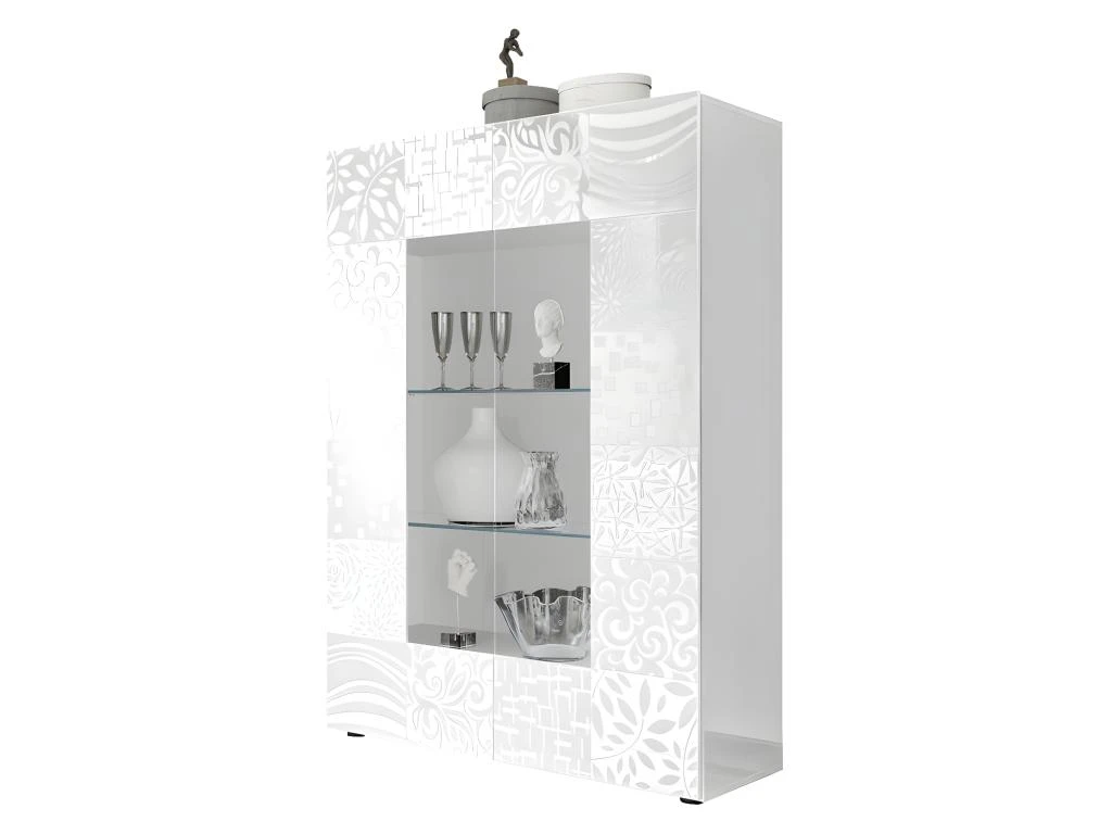 Vitrine 2 Portes Laqué Blanc Brillant - BARI 1 Vitrine 2 Portes Laqué Blanc Brillant - BARI