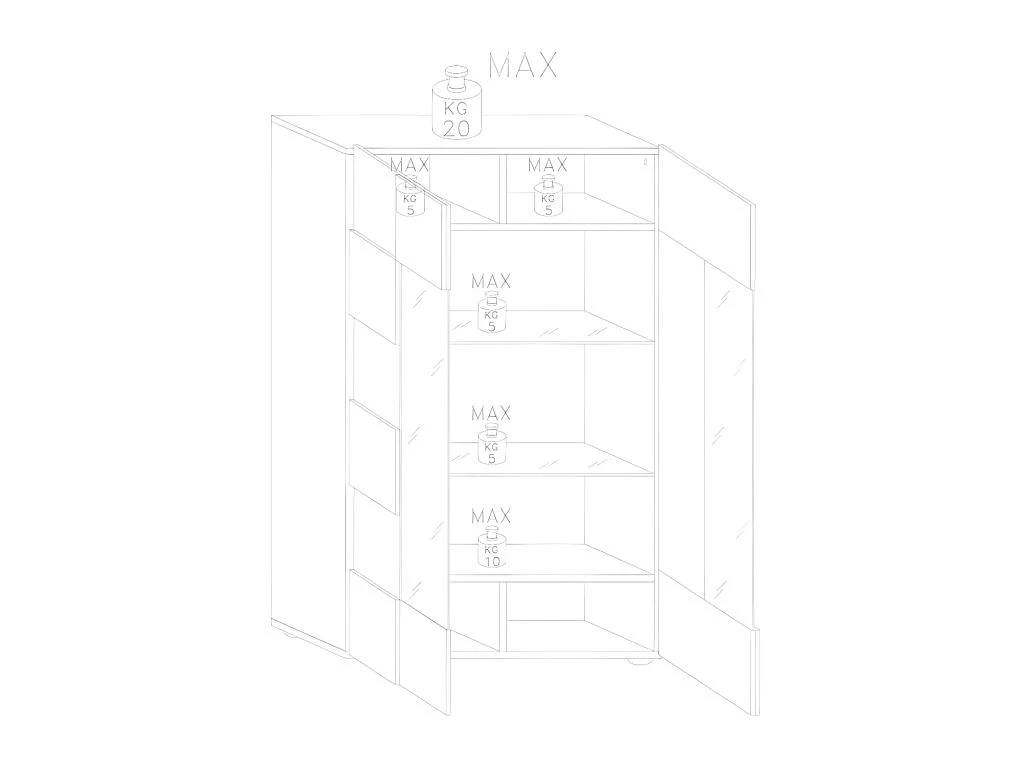 Vitrine 2 Portes Laqué Blanc Brillant - BARI 3 Vitrine 2 Portes Laqué Blanc Brillant - BARI – Image 3