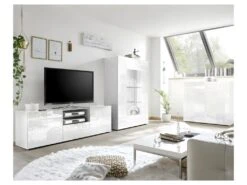 Vitrine 2 Portes Laqué Blanc Brillant - BARI 11 Vitrine 2 Portes Laqué Blanc Brillant - BARI -Fren Soldes Boutique vitrine 17626189