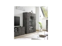 Vitrine 2 Portes Béton Ciré Foncé - TICATO -Fren Soldes Boutique vitrine 17626199