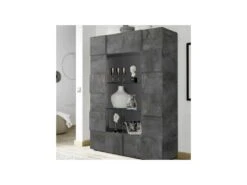 Vitrine 2 Portes Béton Ciré Foncé - TICATO -Fren Soldes Boutique vitrine 17626201