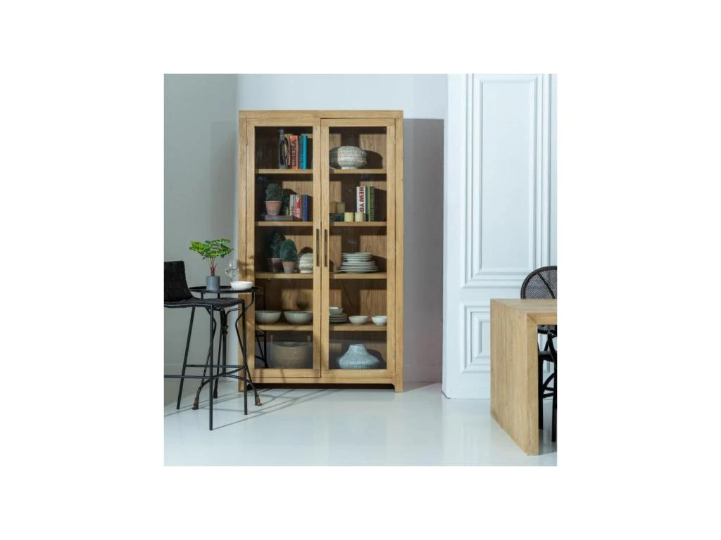 Vitrine 4 étagères Bois D'orme Massif - IMANI 2 Vitrine 4 étagères Bois D'orme Massif - IMANI – Image 2