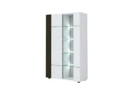 Vitrine 2 Portes Gris/Blanc Brillant - WATOM