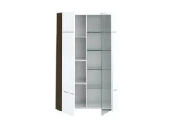 Vitrine 2 Portes Gris/Blanc Brillant - WATOM -Fren Soldes Boutique vitrine 17626345