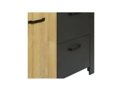 Vitrine 3 Portes 2 Tiroirs Chêne Naturel/Noir - ARTEMIS -Fren Soldes Boutique vitrine 17635973