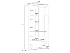 Vitrine H198 Cm Décor Chêne Clair Et Noir Avec Poignées Métal - LEILA -Fren Soldes Boutique vitrine 17701689