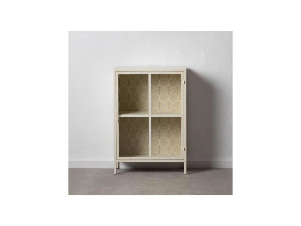 Petite Vitrine 1 Porte Dessins Géométriques Blanc/Métal - HEXA 2 Petite Vitrine 1 Porte Dessins Géométriques Blanc/Métal - HEXA – Image 2