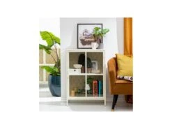 Petite Vitrine 1 Porte Dessins Géométriques Blanc/Métal - HEXA 8 Petite Vitrine 1 Porte Dessins Géométriques Blanc/Métal - HEXA -Fren Soldes Boutique vitrine 17786523