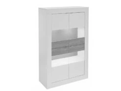 Vitrine COMETE - LEDs - 4 Portes - Blanc Laqué -Fren Soldes Boutique vitrine 19734047