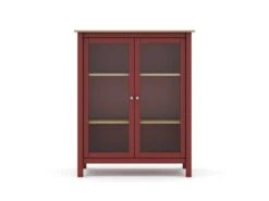 Vitrine 2 Portes Rouge/Bois - VOLCAN -Fren Soldes Boutique vitrine 20939973