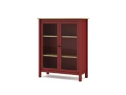 Vitrine 2 Portes Rouge/Bois - VOLCAN -Fren Soldes Boutique vitrine 20939975