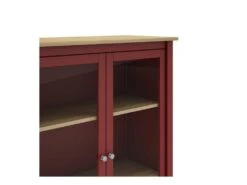 Vitrine 2 Portes Rouge/Bois - VOLCAN -Fren Soldes Boutique vitrine 20939977