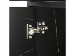 Vitrine Avec 2 Portes En Verre Et éclairage LED - Décorée De Rayures Dorées - Hauteur 180cm - Noir -Fren Soldes Boutique vitrine 21224075