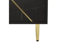 Vitrine Avec 2 Portes En Verre Et éclairage LED - Décorée De Rayures Dorées - Hauteur 180cm - Noir -Fren Soldes Boutique vitrine 21224077