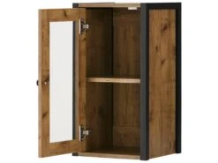 Élément Mural Avec 1 Porte Vitrée En Panneau De Partic. Chêne -Fren Soldes Boutique vitrine 21676361