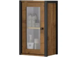 Élément Mural Avec 1 Porte Vitrée En Panneau De Partic. Chêne -Fren Soldes Boutique vitrine 21676363