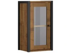 Élément Mural Avec 1 Porte Vitrée En Panneau De Partic. Chêne -Fren Soldes Boutique vitrine 21676375