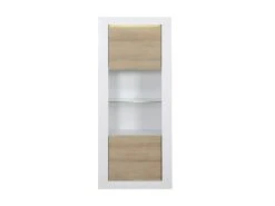 Vitrine 1 Porte Blanc/Chêne Clair à LEDs - MARKS -Fren Soldes Boutique vitrine 21862895