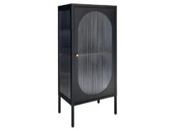 Adelaide - Petit Meuble De Rangement En Verre Et Métal H50cm - Couleur - Noir -Fren Soldes Boutique vitrine 22075089
