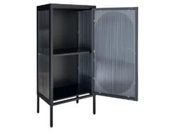 Adelaide - Petit Meuble De Rangement En Verre Et Métal H50cm - Couleur - Noir -Fren Soldes Boutique vitrine 22075091