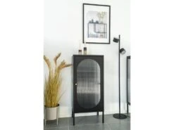 Adelaide - Petit Meuble De Rangement En Verre Et Métal H50cm - Couleur - Noir -Fren Soldes Boutique vitrine 22075099
