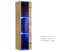 Vitrine Suspendue Coloris Chêne Petit Modèle Avec 1 Porte Vitrée Et éclairage LED Inclus. Collection SWITCH. 7 Vitrine Suspendue Coloris Chêne Petit Modèle Avec 1 Porte Vitrée Et éclairage LED Inclus. Collection SWITCH. -Fren Soldes Boutique vitrine 22128395