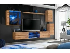 Vitrine Carrée Suspendue Coloris Chêne Clair Avec 1 Porte Vitrée Et éclairage LED Inclus. Collection SWITCH. 6 Vitrine Carrée Suspendue Coloris Chêne Clair Avec 1 Porte Vitrée Et éclairage LED Inclus. Collection SWITCH. -Fren Soldes Boutique vitrine 22128875