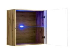 Vitrine Carrée Suspendue Coloris Chêne Clair Avec 1 Porte Vitrée Et éclairage LED Inclus. Collection SWITCH. 7 Vitrine Carrée Suspendue Coloris Chêne Clair Avec 1 Porte Vitrée Et éclairage LED Inclus. Collection SWITCH. -Fren Soldes Boutique vitrine 22128877