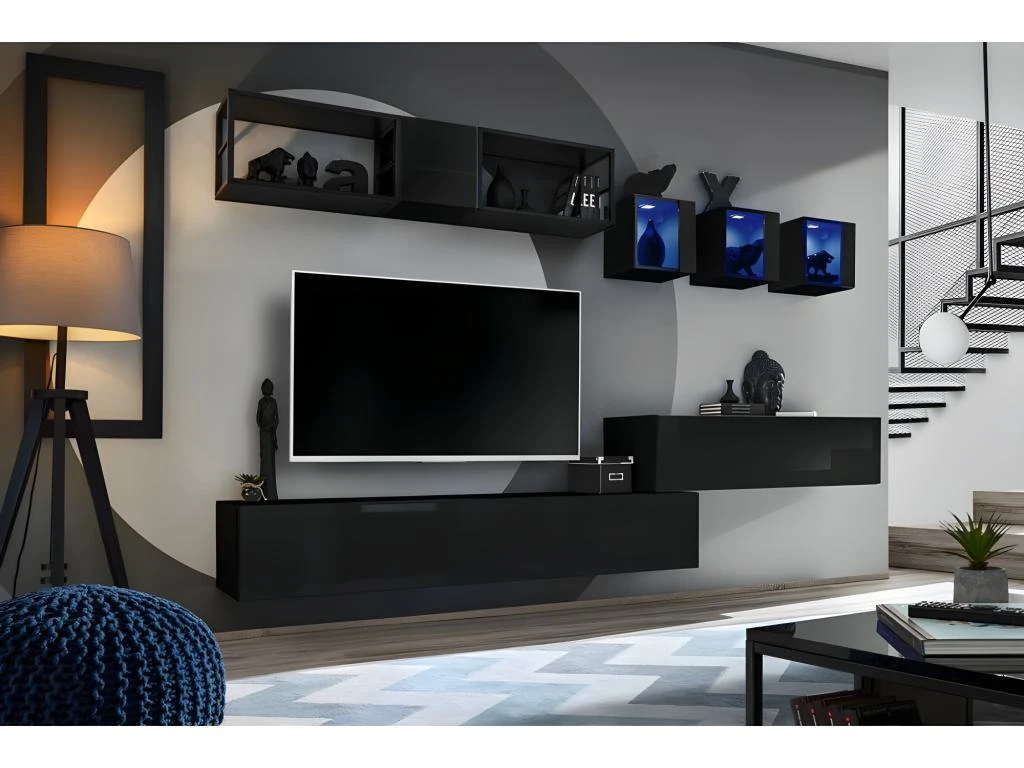 Vitrine Noire Carrée Suspendue Avec 1 Porte Vitrée Et éclairage LED Inclus. Collection SWITCH. 2 Vitrine Noire Carrée Suspendue Avec 1 Porte Vitrée Et éclairage LED Inclus. Collection SWITCH. – Image 2