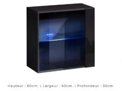 Vitrine Noire Carrée Suspendue Avec 1 Porte Vitrée Et éclairage LED Inclus. Collection SWITCH. 6 Vitrine Noire Carrée Suspendue Avec 1 Porte Vitrée Et éclairage LED Inclus. Collection SWITCH. -Fren Soldes Boutique vitrine 22128899
