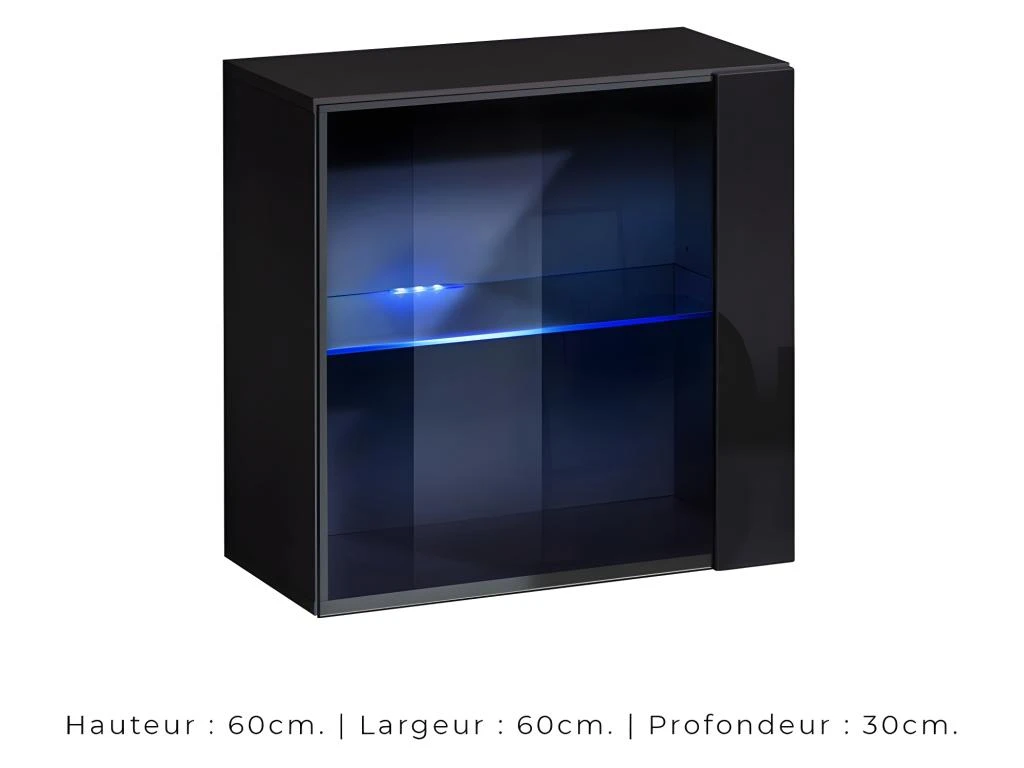 Vitrine Noire Carrée Suspendue Avec 1 Porte Vitrée Et éclairage LED Inclus. Collection SWITCH. 3 Vitrine Noire Carrée Suspendue Avec 1 Porte Vitrée Et éclairage LED Inclus. Collection SWITCH. – Image 3