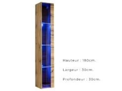Vitrine Suspendue Coloris Chêne Wotan Avec 1 Porte Vitrée Et éclairage LED Inclus. Collection SWITCH. -Fren Soldes Boutique vitrine 22140395