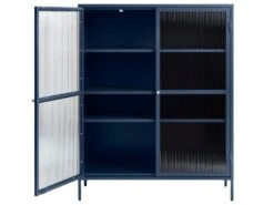 Bronco Armoire Vitrine 2 Portes En Verre, Bleu. -Fren Soldes Boutique vitrine 22151981