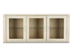 Tolle Vitrine Avec 3 Portes Vitrées, En Chêne Traité Au Savon, à Fixer Au Mur.