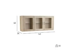 Tolle Vitrine Avec 3 Portes Vitrées, En Chêne Traité Au Savon, à Fixer Au Mur. -Fren Soldes Boutique vitrine 22152251