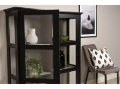 Wave Armoire Vitrine 2 Portes, 6 Compartiments, Noir. -Fren Soldes Boutique vitrine 22152281