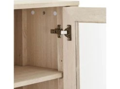 Veneto Vitrine Suspendue à 3 Portes Vitrées En Chêne Blanc Délavé. -Fren Soldes Boutique vitrine 22152443