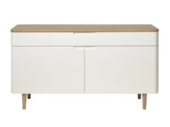 Amalie Armoire Avec 2 Portes Et 1 Tiroir En Blanc, Plaqué Chêne Et Chêne Massif Délavé Blanc.