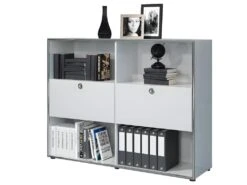 Infinity Vitrine, 2 Volets, 4 Compartiments Ouverts, Blanc Brillant, Chromé. -Fren Soldes Boutique vitrine 22152723