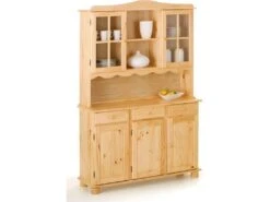 Toswa Vitrine 3 Portes, 2 Portes Vitrées, 3 Tiroirs, 2 Espaces Ouverts, Naturel. -Fren Soldes Boutique vitrine 22743971