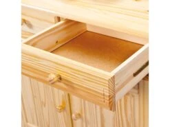 Toswa Vitrine 3 Portes, 2 Portes Vitrées, 3 Tiroirs, 2 Espaces Ouverts, Naturel. -Fren Soldes Boutique vitrine 22743975